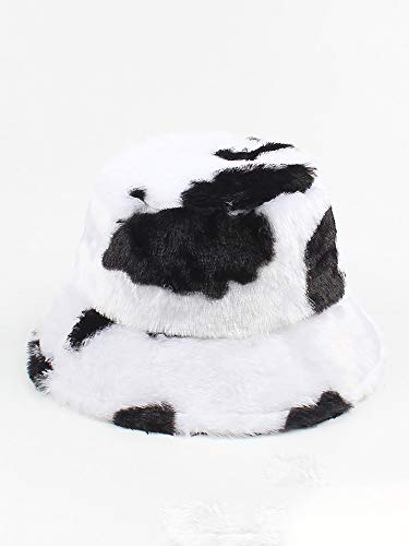 pedkit Chapéu balde feminino de inverno com estampa de vaca ajustável de pelúcia quente boné de pesc