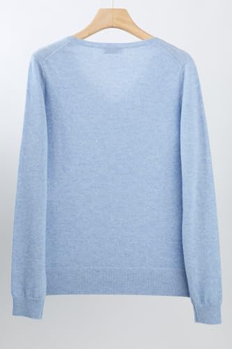 Image of JENNIE LIU Women's 100% Pure Cashmere Long Sleeve Pullover V Neck Sweater