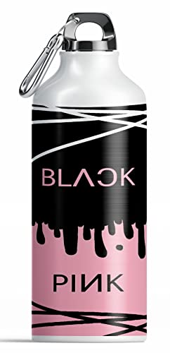 Aluminum Black Pink Sipper Blackpink Signature Sipper With Keychain Gift For Girls Boys Brother Sister Hd Printed Water Bottle 600Ml Pack Of 2(Bpsippsk-05)
