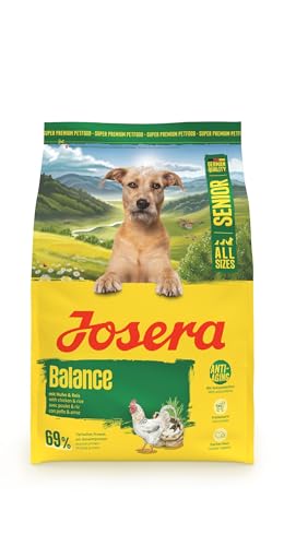 JOSERA Balance (1 x 3 kg) | Senior | Premium Trockenfutter mit Huhn & Reis für ausgewachsene ältere Hunde | phosphorarm - mit wenig Fett & Protein speziell für Senioren | glutenfrei | 1er Pack