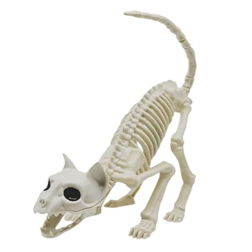 LeeQinersw Esqueleto de gato para Halloween, decoração de ossos de gato para interiores e exteriores, pátios de casa.