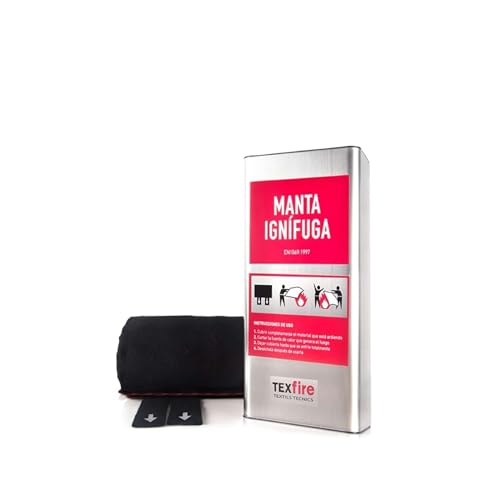 TEXFIRE | Manta Ignífuga certificada según Norma UNE EN 1869. Cumple con el RIPCI y Tiene el Marcado CE. Incluye Armario de Acero Inoxidable.