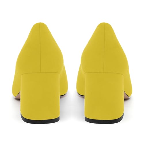 Women's Pumps, Round Closed Toe Chunky Heels, Slip On Fashion Comfort Solid Working Wedding Dressy Shoes for Women4