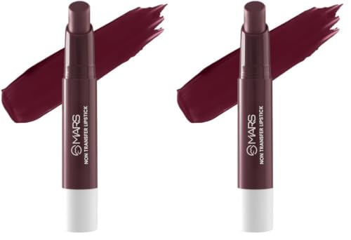 Image of MARS Matte Super Stay Lipstick | Up to 12 Hours Long Lasting | Smudge Proof and Waterproof Lipstick for Women (2.6 gm) (25-MULLED WINE) (Pack of 2)