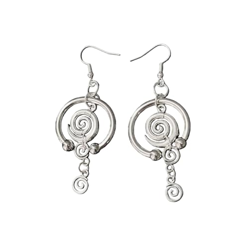 Boucles d'oreilles en spirales en forme d'étoile suspendues en argent étincelant