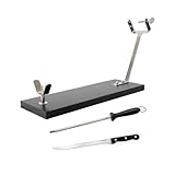 Fackelmann Set Soporte Jamonero Fijo Acero Inoxidable, 49x34 cm, incluye Cuchillo Jamonero 23/34 cm Nirosta Elegant