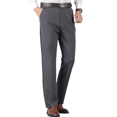 Men's Business Stylish Dress Pants High-Waisted Lightweight Suit Pants Casual Relaxed Straight Work Pants