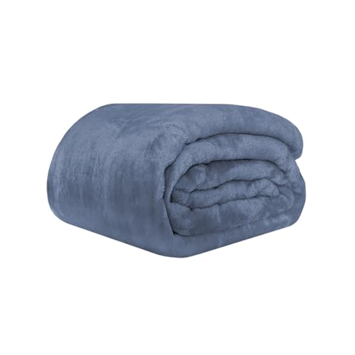 Acomoda Textil – Manta de Terciopelo Extra Suave, Cálida y Cómoda Ideal para Cama, Sofá Sillón y Viaje. Mantita Lisa de Coralina Ligera, Transpirable para Invierno. (Marino, 180x220 cm)