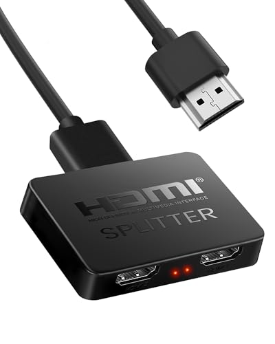 NEWCARE Upgraded HDMI Splitter 1 in 2 Out for Dual Monitors 4K HDMI Splitter Mirror Display Only HDMI Splitter 1x2 Adapter for HDTV/PS5/Fire Stick/Xbox/Blu-ray/DVD Plug & Play USB Powered