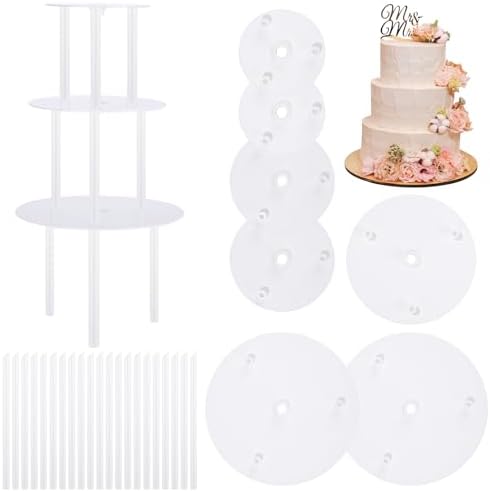 WOPPLXY Lot De 2 Support Gateau, 30 Pièces Dowels Pour Gateau