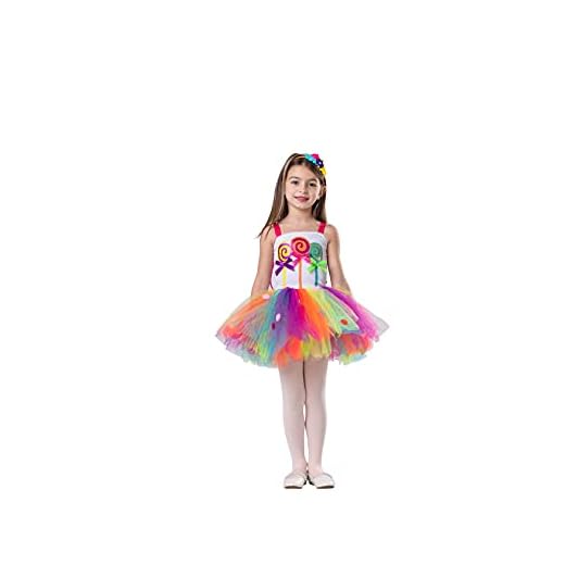 Klä upp amerika lollipop klänning kostym - Candyland tutu klä upp för tjejer - Halloween godis kostym för barn