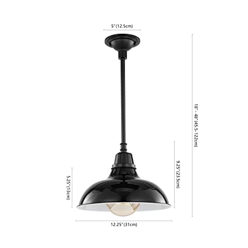 Image of JONATHAN Y Jasper 1-Light Farmhouse 12.25 inch Metal Pendant, Black