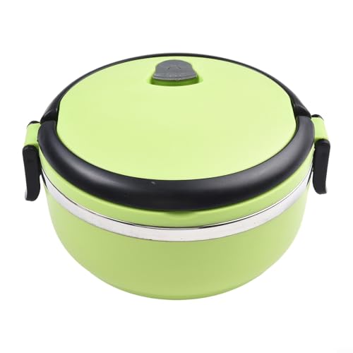 Recipiente térmico para alimentos de 700 ml, redondo, aislado, hecho de acero inoxidable y plástico de seguridad alimentaria (verde)