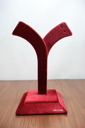 Image of Earring Display Stand and Organiser, Black Jewellery Holder for Counter Display, T-Shape Showpiece (Maroon)