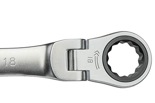 KING TONY 373018M Chrome Vanadium Alloy Steel Flexible Speed Wrench, 203 mm Length, 18 mm Size, Pack of 10 - Image 3