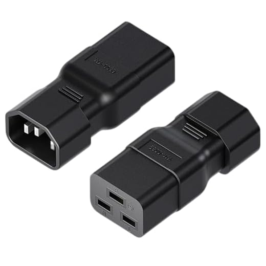 2 Stück IEC 320 C14 Männlich Stecker auf C19 AC Weiblich Buchse, 3-polig Power Adapter Anschluss, C14 Männlich Stecker C19 Power Port Adapter AC Weiblich Buchse für PDU UPS Computer Monitor Appliance