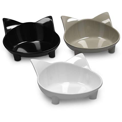 Navaris Futternapf Set 3-teilig für Katzen - 3er Napf rutschfest - 3 x Fressnapf Katzennapf spülmaschinenfest - Wasser Nassfutter Trockenfutter - 3X 210ml Napf