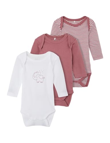NAME IT Unisex Baby Nbnbody 3p Y/D Core Noos Schlafanzug, Mesa Rose, 98 EU