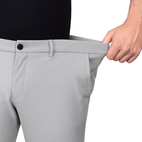 Image of Men's Chinos Stretchable Trousers with Expandable Waist - Lycra Cotton Blend Formal Casual Pants | Skin Friendly Solid Regular Fit