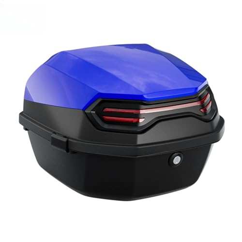 バイク リアボックス 35L バイク用 リアボックス トップケース バイクボックス 着脱可能式 大容量 原付 スクーター フルフェイス収納可能 ヘルメット入れ 軽量 防水 防塵 (ブライトブルー,シングルトランク)