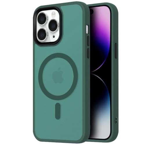 Mixroom - Cover Custodia Bumper Opaco per iPhone 11 PRO Compatibile con MagSafe Accessori Cerchio Magnetico Integrato Retro Semitrasparente Bordo Morbido in TPU Silicone Verde Scuro