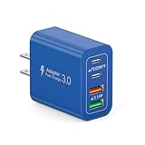 20W PD 急速充電 USB コンセント iPhone Type-C 充電器 ACアダプター USBポートA &Cポート アダプタ タイプc USB 電源タップ iPhone iPad Android その他各種機器対応 (ブルー)