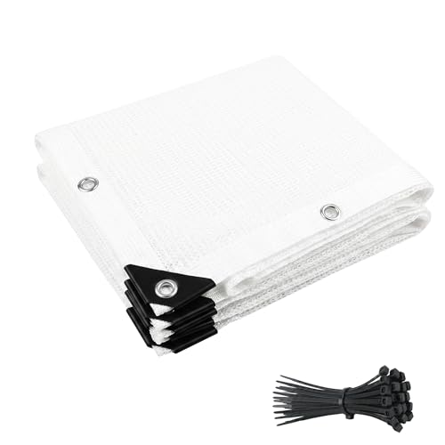NICOCOTE White Plant Sun Protection Net with Zip Ties White Shade Cloth for Garden with Reinforced Plant Shade Nylon Cloth Grommets for Greenhouse Plants Patio (2 * 2m)