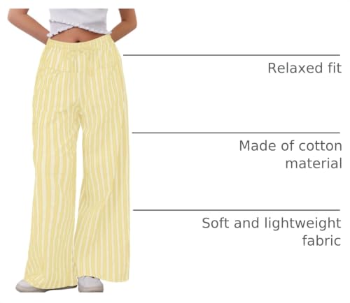 Image of MISSACTIVER Women Drawstring Striped Pants Loose Wide Leg Trousers Casual Low Waist Pants Comfy Lounge Pants with Pockets