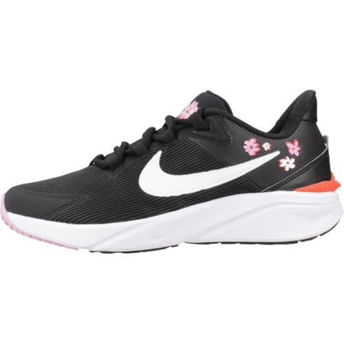 Nike Star Runner 4 NN SE Big Kids' Road Running Shoes (FJ8077-001, Black/Pink Rise/Picante Red/White) Size 6.52