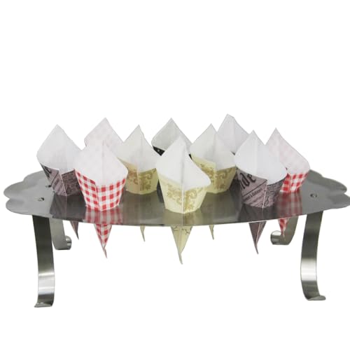 Lightweight Oval Catering Tray - 22 x 14 x 6 in., Stainless Steel Tray for Fries or Any Snack Cones | Snack Cone Holder with 10 x Cavities, Removable Legs | Kitchen Equipment