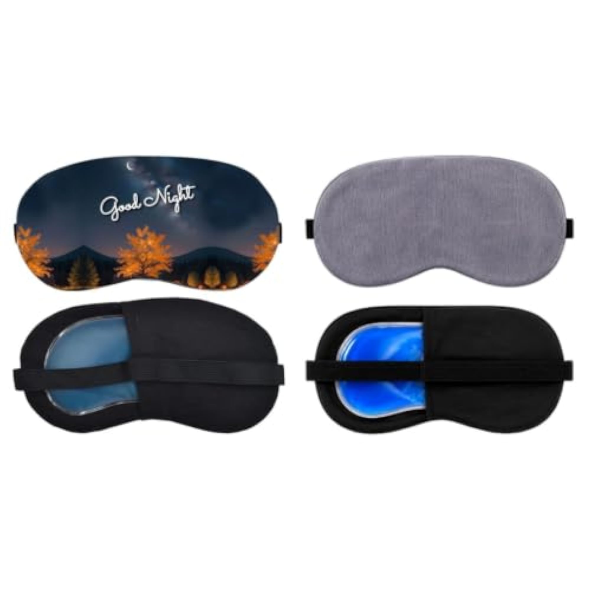 Pack of 2 Soft Blindfold Sleeping Masks for Travel, Adjustable Design