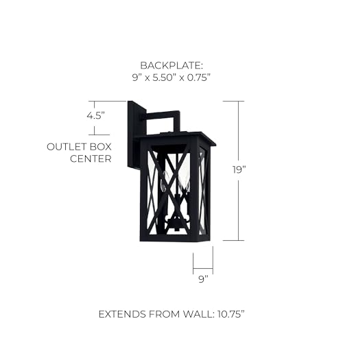 Image of Capital Lighting 926631BK Avondale Clear Glass Outdoor Wall Sconce, 3-Light 180 Total Watts, 19 inch H x 9 inch W, Black
