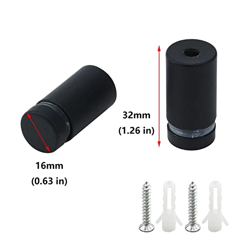 Image of Antrader 12-Pack Sign Standoffs Glass Standoff Screws, 5 /8 inch x 1-1 /5 inch,Black | Stainless Steel Decorative Wall Mount Sign Standoffs Advertise Fixing Holders