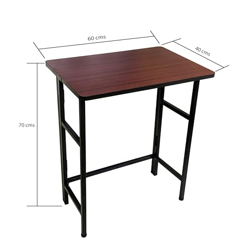 Image of ANEXO Metal Folding Computer Work from Home Table for Laptop Study Office Foldable Desk (Mahogany No Tray)
