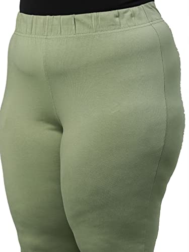 Image of GO COLORS Women Solid Dusty Green Mid Rise Regular Fit Cotton Kurti Pants