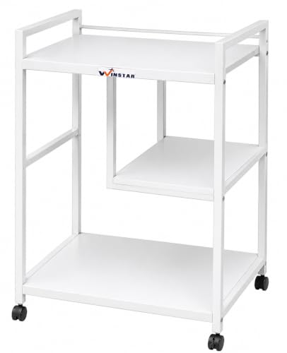 Image of WINSTAR Printer Stand, Solid & Sturdy, Modern Contemporary Look, Space Saving, Made in India (White, 3 Tier Split Shelf)