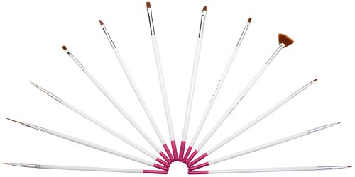 Professional Set of 12 Nail Art Brushes / Tools Including Stripers / Liners & Dotter By VAGA