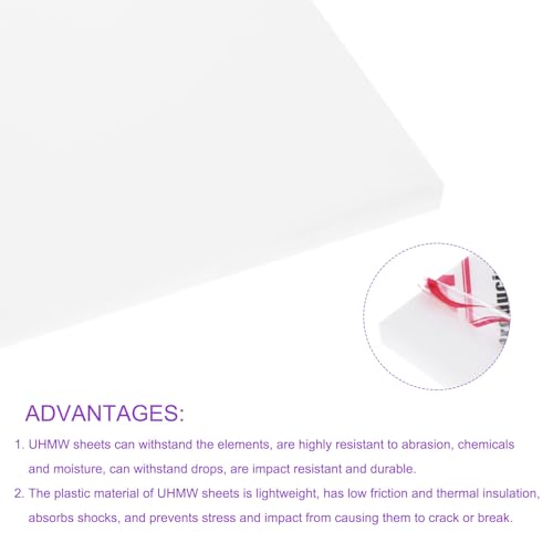 Image of DMiotech 8 x 8 x 3 /4 Inch Plastic UHMW Sheets, Ultra High Molecular Weight Polyethylene, Opaque White Polyethylene Board for Automotive, Chemical, Manufacturing, DIY Home Kitchen