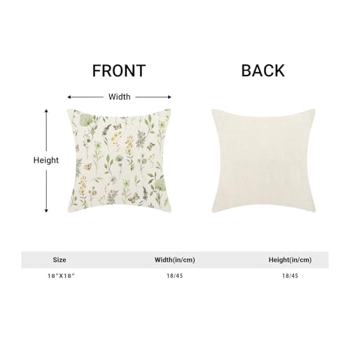 Image of AEIOAE Spring Pillow Covers 18x18 Inch Set of 2, Sage Green Yellow Wild Flower Throw Pillows Case,Colorful Seasonal Floral Plant Outdoor Decorative Farmhouse Decor Cushion Covers for Sofa Bed Couch