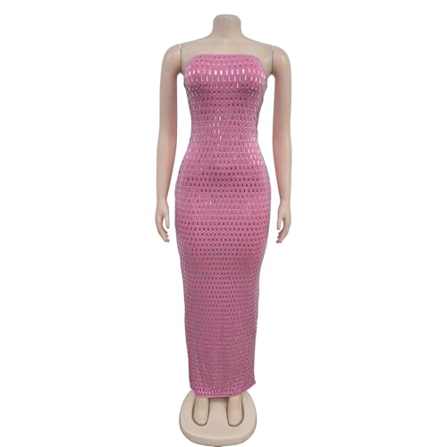 Image of PORRCEY Women's Sexy Rhinestone Lace Sheer Mesh Formal Evening Dress