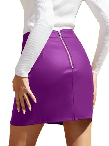 Image of We1Fit Womens Fuax Leather Skirt High Waisted Bodycon Pencil Mini Skirts with Shorts