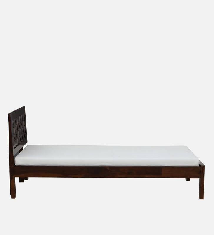 Image of Solid Sheesham Wood Woodora Single Bed Without Storage | Wooden Single Bed Cot Palang Furniture for Bedroom Living Room Home and Hotel (Provincial Teak Finish)