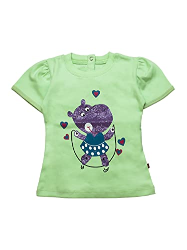 Image of Nino Bambino 100% Organic Cotton Round Neck Short Sleeve Printed Top for Baby Girl