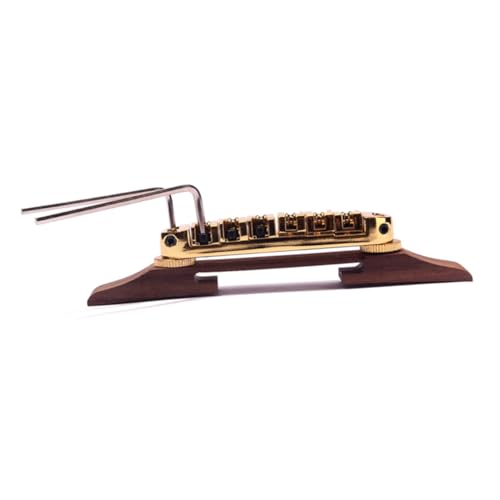 Kisangel Gold Guitar Part Guitar Saddle Bridge Guitar Parts Replacement Wood Guitar Bridge Gold Roller Bridge for Guitar Acoustic Guitar Bridge Saddle Guitar Bridges and Saddles Golden