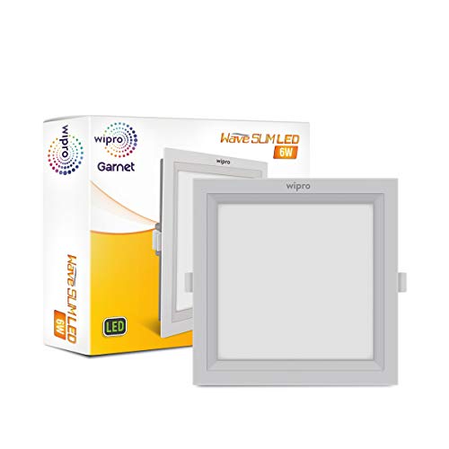 Wipro D720630 Garnet 6-Watt Wave Slim Panel Light (Warm White, Yellow, Square)
