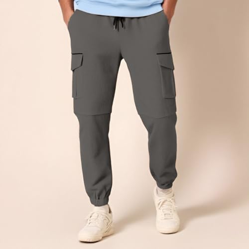 Hawyet Mens Tapered Cargo Pants Ankle Length Elastic Waist Drawstring Multi Pockets Casual Outdoor Tactical Pants2