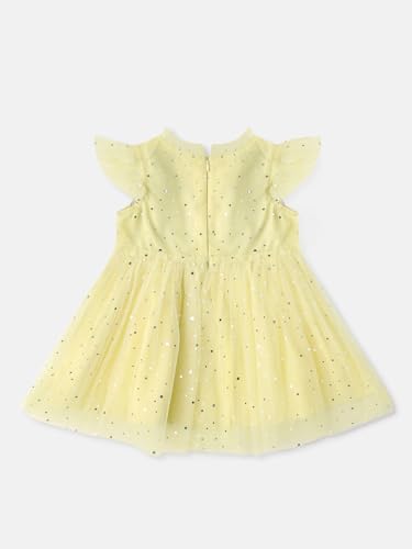 Image of Nautinati Baby Girls Flared Frock with Flutter Sleeves | Age 0-3 Years
