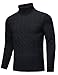 Cotrasen Men's Turtleneck Pullover Sweater Cable Knit Long Sleeve High Neck Cotton Sweater Warm Winter Fall Fisherman Sweaters Fashion Black XL