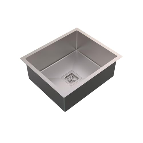 Image of Carysil Micro Radius R10 Handmade 304 Stainless Steel Sink 24x18x8 Inches, 10mm Corner Radius, Single Bowl, Deep Bowl, Sloping Drain, SS Coupling, Special Padding & Anti-Condensation Undercoating