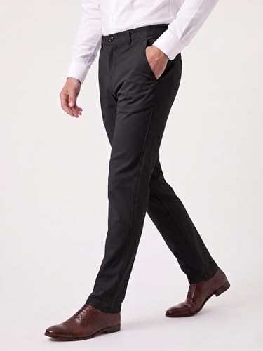 Image of Mehrang Men's Slim Fit Casual Mid Rise, Cotton Blend Trousers, Side Pockets || Classic Slim Fit Chino Pants || Business Casual Dress Trousers